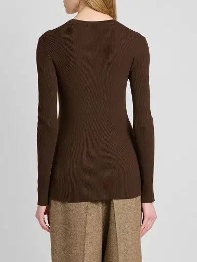 Kiton Women's Fitted Wool Sweater - Coffee | Thumbnail 3