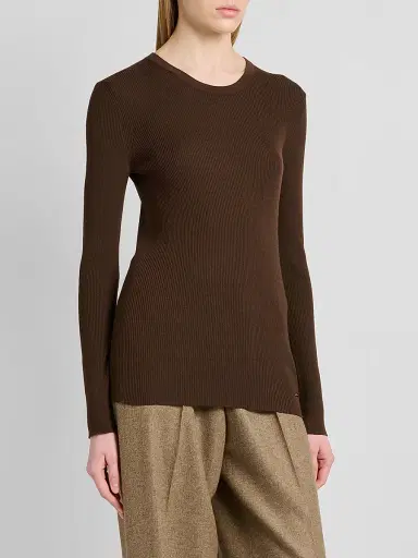 Kiton Women's Fitted Wool Sweater - Coffee | Thumbnail 4