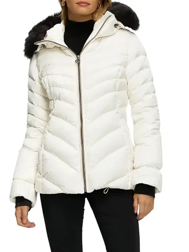 Gorski Women's Apres-Ski Jacket with Detachable Toscana Lamb Hood Trim - Ivory - Size Large | Thumbnail 2 Gorski Women's Apres-Ski Jacket with Detachable Toscana Lamb Hood Trim - Ivory - Size Large | Thumbnail 2