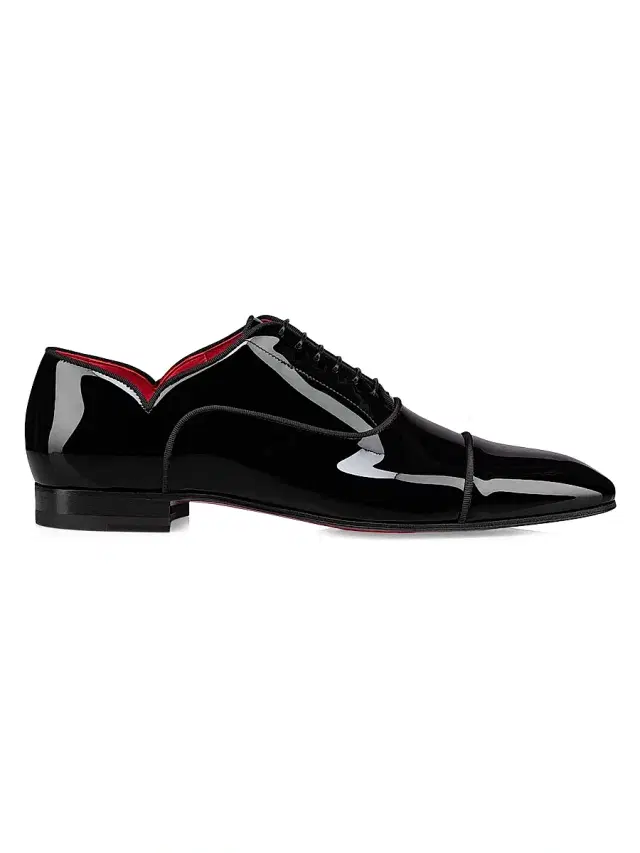 Christian Louboutin Men's Greggy Chick Patent Leather Oxford Shoes - Black