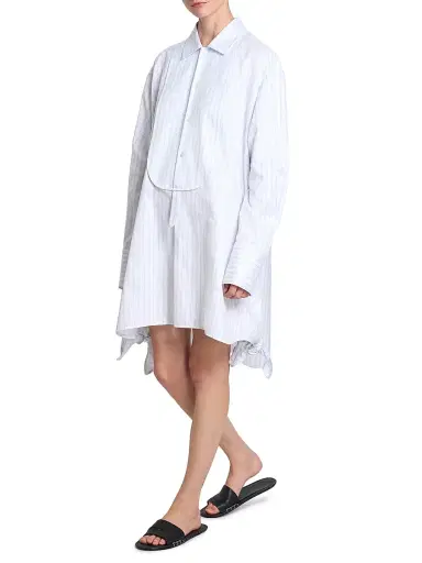 JW Anderson Women's Knotted-Hem Striped-Cotton Shirtdress - White Blue | Thumbnail 2 JW Anderson Women's Knotted-Hem Striped-Cotton Shirtdress - White Blue | Thumbnail 2