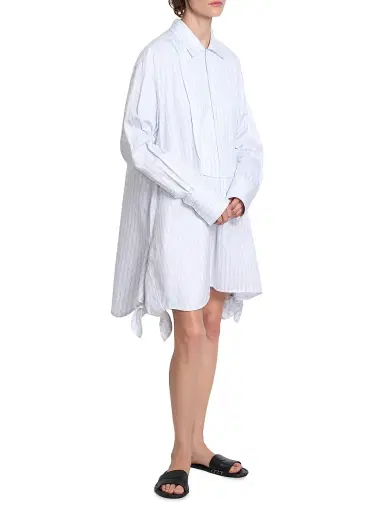 JW Anderson Women's Knotted-Hem Striped-Cotton Shirtdress - White Blue | Thumbnail 4 JW Anderson Women's Knotted-Hem Striped-Cotton Shirtdress - White Blue | Thumbnail 4