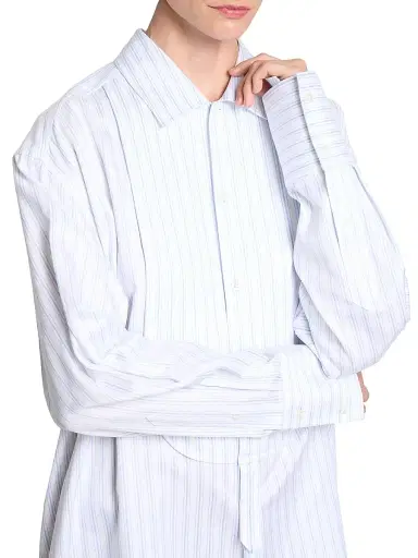 JW Anderson Women's Knotted-Hem Striped-Cotton Shirtdress - White Blue | Thumbnail 6 JW Anderson Women's Knotted-Hem Striped-Cotton Shirtdress - White Blue | Thumbnail 6