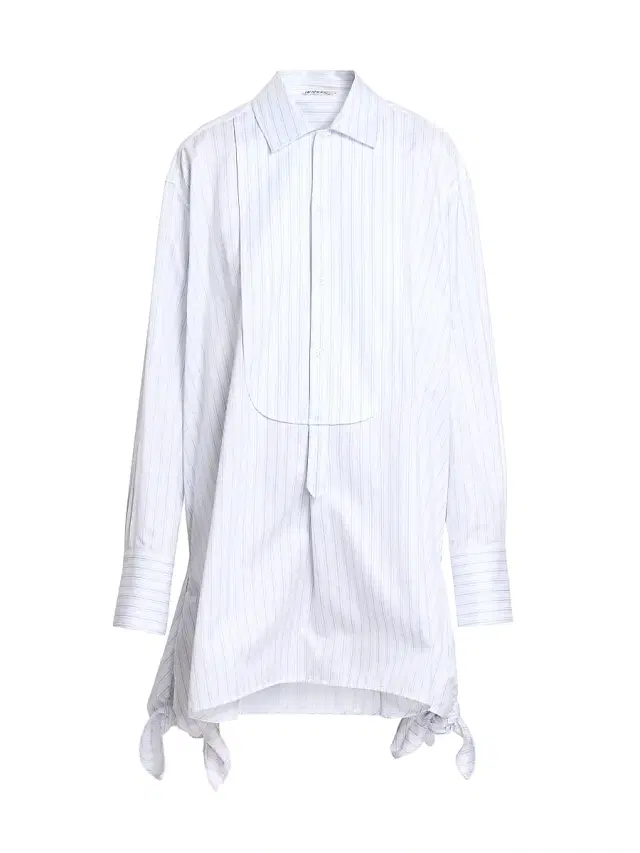 JW Anderson Women's Knotted-Hem Striped-Cotton Shirtdress - White Blue