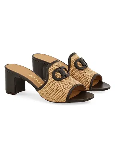 Ferragamo Women's Rexy 55MM Raffia Block-Heel Mules | Thumbnail 2 Ferragamo Women's Rexy 55MM Raffia Block-Heel Mules | Thumbnail 2