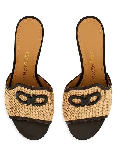 Ferragamo Women's Rexy 55MM Raffia Block-Heel Mules | Thumbnail 4 Ferragamo Women's Rexy 55MM Raffia Block-Heel Mules | Thumbnail 4