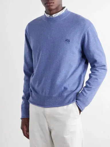 Loewe Anagram-Embroidered Cotton-Blend Sweater - Men | Thumbnail 3