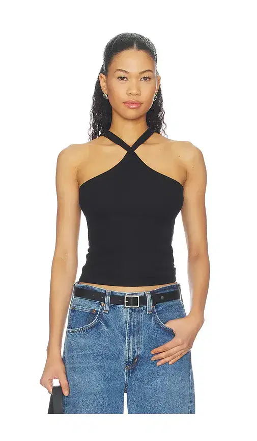 Michael Lauren Lynx Cross Front High Neck Tank