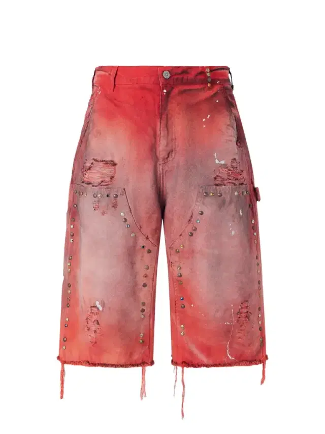 Satoshi Nakamoto Danny's Straight-Leg Embellished Distressed Denim Shorts - Men