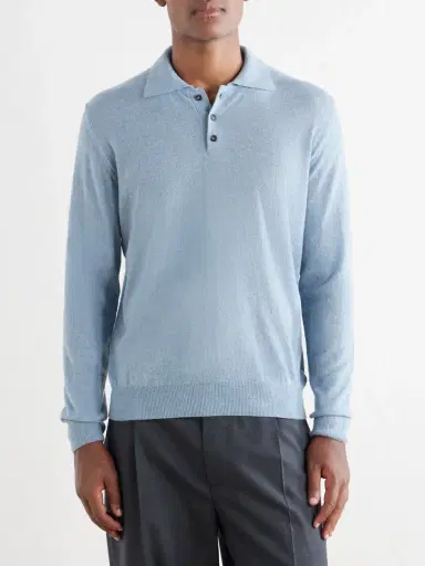 Slowear Cashmere-Blend Polo Sweater - Men | Thumbnail 3