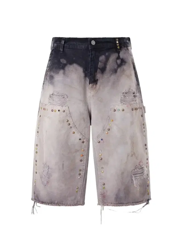 Satoshi Nakamoto Danny's Straight-Leg Embellished Distressed Denim Shorts - Men
