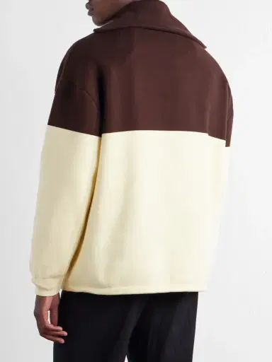Loewe Anagram-Embossed Two-Tone Cotton-Blend Jersey Half-Zip Sweater - Men | Thumbnail 4