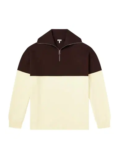 Loewe Anagram-Embossed Two-Tone Cotton-Blend Jersey Half-Zip Sweater - Men | Thumbnail 1