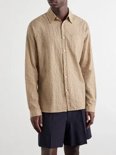 Oliver Spencer Checked Cotton-Blend Seersucker Shirt - Men | Thumbnail 3