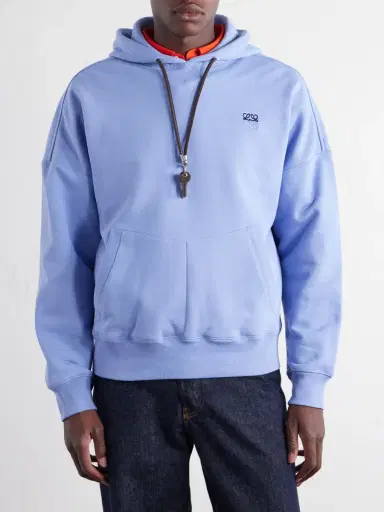 Loewe Anagram-Embroidered Leather-Trimmed Cotton-Jersey Hoodie - Men | Thumbnail 3