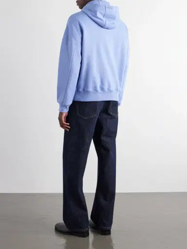 Loewe Anagram-Embroidered Leather-Trimmed Cotton-Jersey Hoodie - Men | Thumbnail 4