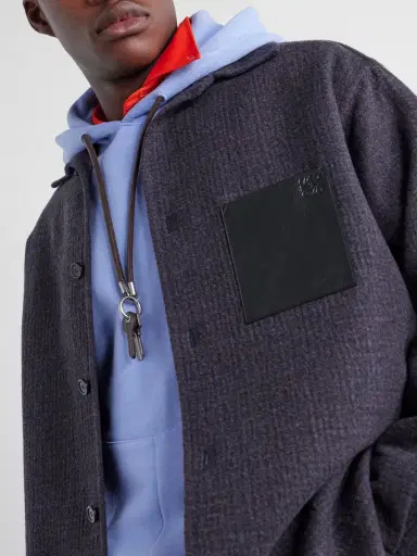 Loewe Anagram-Embroidered Leather-Trimmed Cotton-Jersey Hoodie - Men | Thumbnail 5