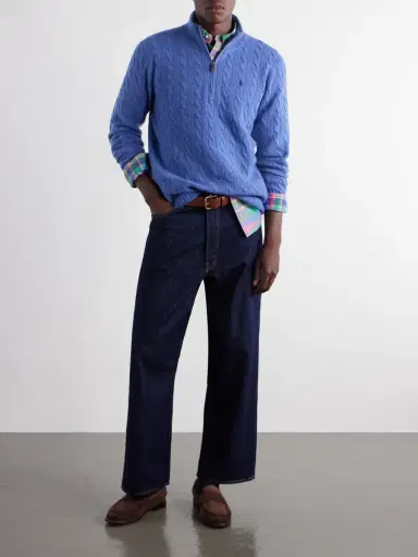 Polo Ralph Lauren Logo-Embroidered Wool and Cashmere-Blend Half-Zip Sweater - Men | Thumbnail 2