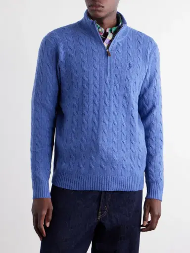Polo Ralph Lauren Logo-Embroidered Wool and Cashmere-Blend Half-Zip Sweater - Men | Thumbnail 3
