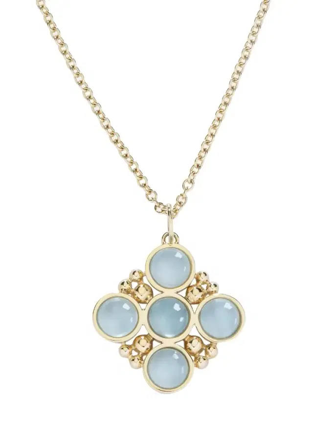L. Klein 18k Gold Bubbles Aquamarine Pendant Necklace