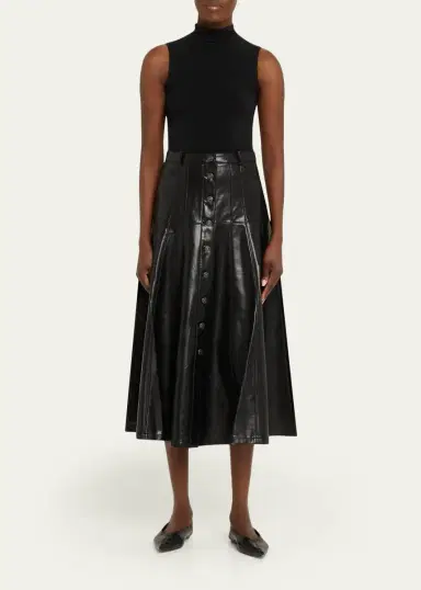 Cinq à Sept Veena Vegan Leather Midi Skirt | Thumbnail 2