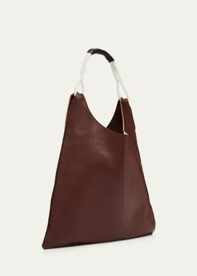 Plan C Floral Applique Leather Shopper Tote Bag | Thumbnail 3