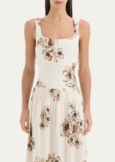 SIR. Freja Floral Linen Midi Dress | Thumbnail 4 SIR. Freja Floral Linen Midi Dress | Thumbnail 4