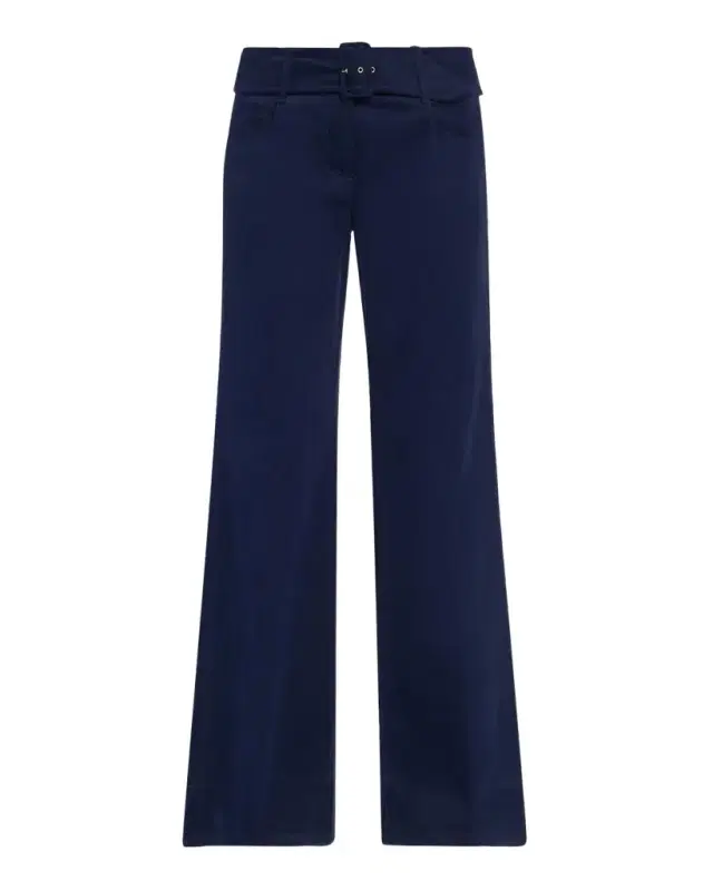 Maison Common Belted Cotton Flared Trousers