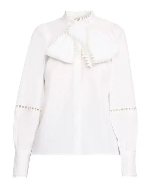 MAISON COMMON RicRac Scarf-Neck Cotton Poplin Button-Down Blouse