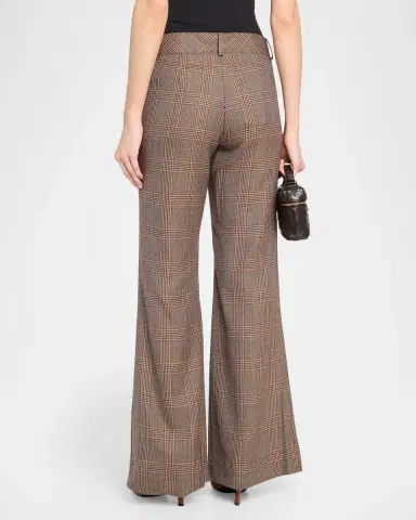 Maison Common Glen Plaid Wool Flared Trousers | Thumbnail 3