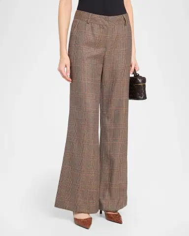 Maison Common Glen Plaid Wool Flared Trousers | Thumbnail 4