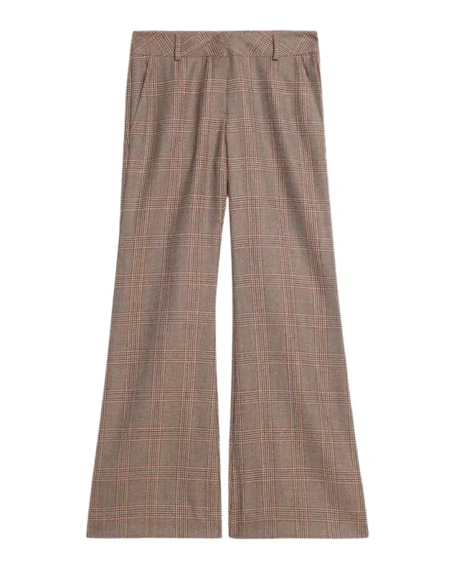 Maison Common Glen Plaid Wool Flared Trousers
