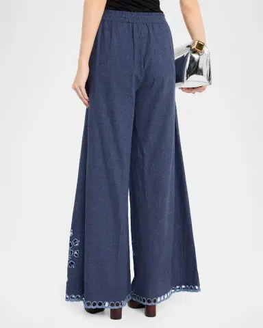 MAISON COMMON Cutwork Embroidered Cotton Wide-Leg Pants | Thumbnail 3 MAISON COMMON Cutwork Embroidered Cotton Wide-Leg Pants | Thumbnail 3