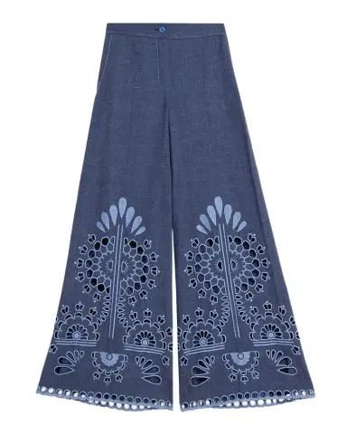MAISON COMMON Cutwork Embroidered Cotton Wide-Leg Pants | Thumbnail 1 MAISON COMMON Cutwork Embroidered Cotton Wide-Leg Pants | Thumbnail 1