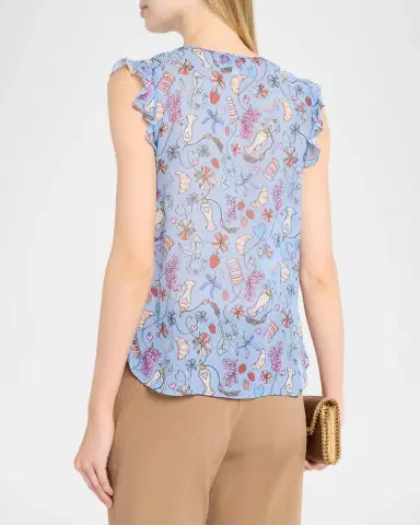MAISON COMMON Parisian Printed Silk Top | Thumbnail 3