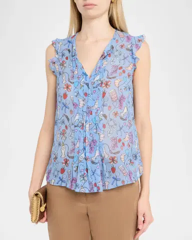 MAISON COMMON Parisian Printed Silk Top | Thumbnail 4