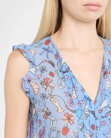 MAISON COMMON Parisian Printed Silk Top | Thumbnail 5