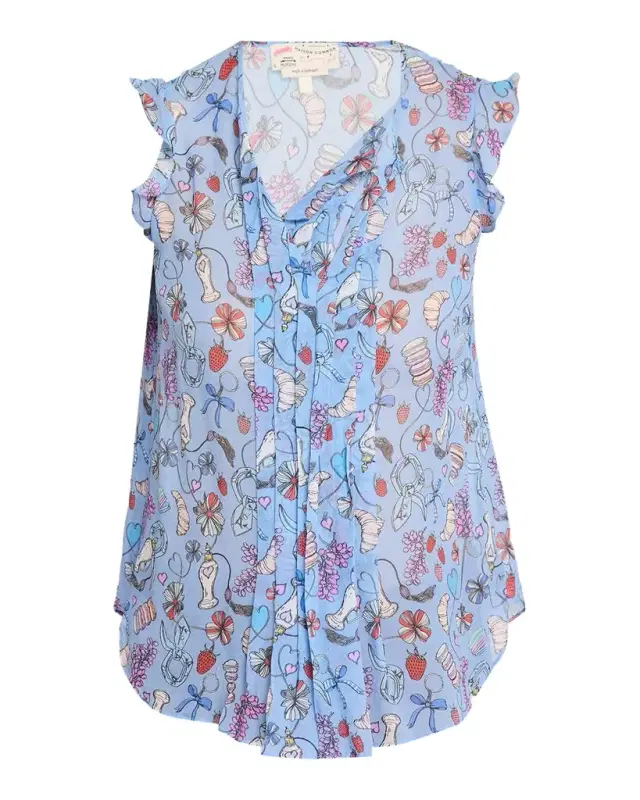 MAISON COMMON Parisian Printed Silk Top