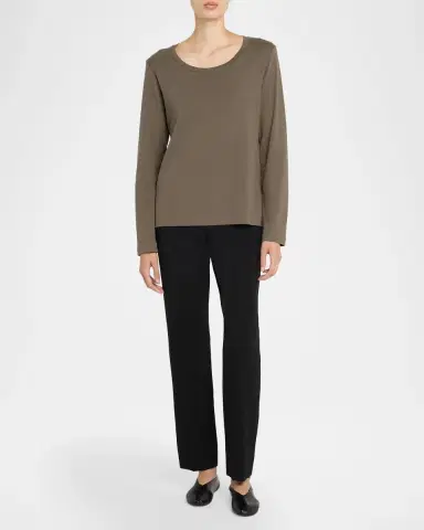 The Row Kalto Scoop-Neck Cotton Jersey Long-Sleeve T-Shirt | Thumbnail 2