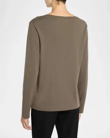 The Row Kalto Scoop-Neck Cotton Jersey Long-Sleeve T-Shirt | Thumbnail 3