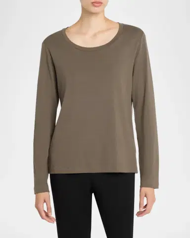 The Row Kalto Scoop-Neck Cotton Jersey Long-Sleeve T-Shirt | Thumbnail 4