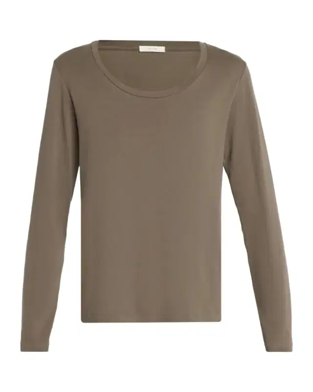 The Row Kalto Scoop-Neck Cotton Jersey Long-Sleeve T-Shirt