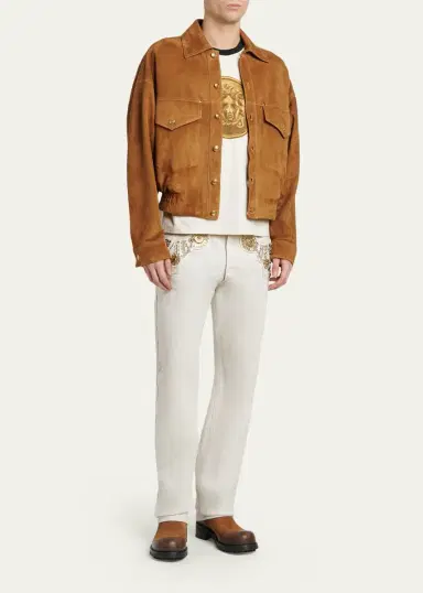 Versace Men's Suede Blouson Jacket | Thumbnail 2