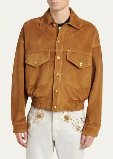 Versace Men's Suede Blouson Jacket | Thumbnail 4