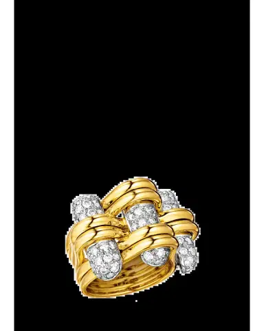 VERDURA 18K Yellow Gold and Platinum Diamond Trio Ring | Thumbnail 2