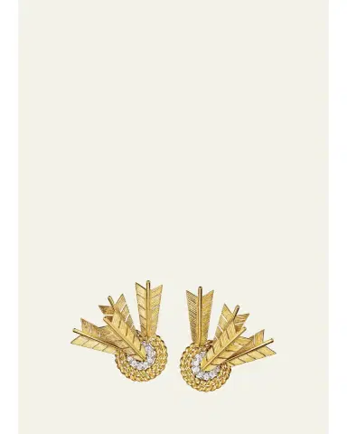 VERDURA 18K Gold and Platinum Diamond Target Clip-On Earrings | Thumbnail 1