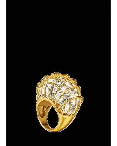 VERDURA 18K Yellow Gold Rock Crystal Caged Ring | Thumbnail 2