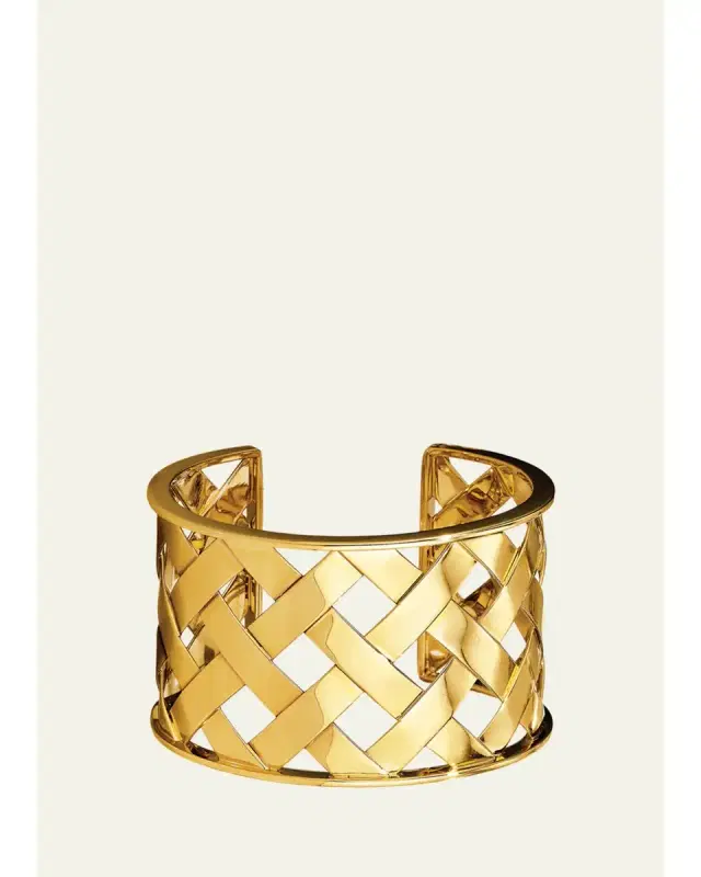 VERDURA 18K Yellow Gold Criss Cross Cuff Bracelet