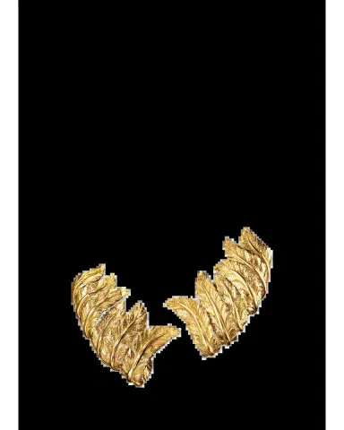 VERDURA 18K Yellow Gold Feather Cuff Earrings | Thumbnail 2