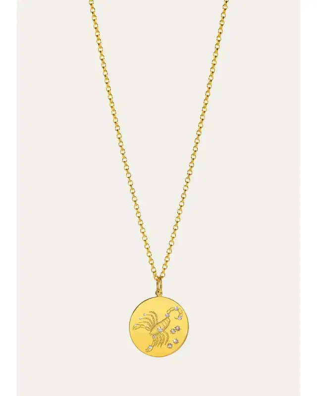 VERDURA 18K Yellow Gold Diamond Zodiac Necklace, Scorpio